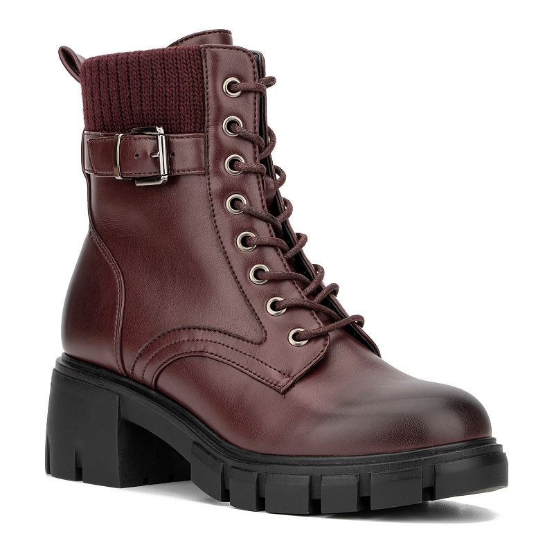 New York & Company Christine Women's Combat Boots, Size: 7.5, Red Brown