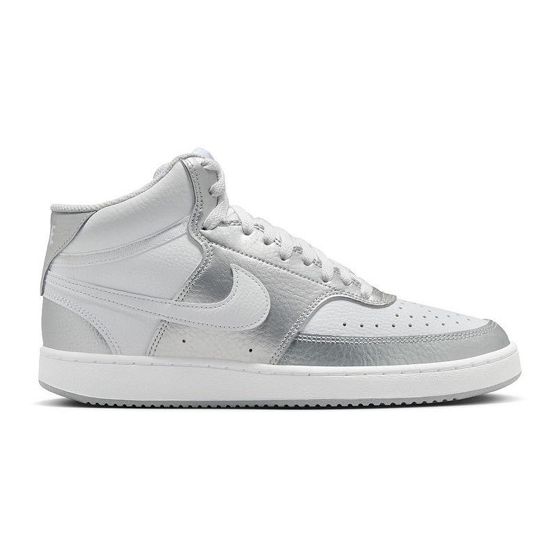 Nike Court Vision Mid-Top Women's Shoes, Size: 8, White Grey Silver