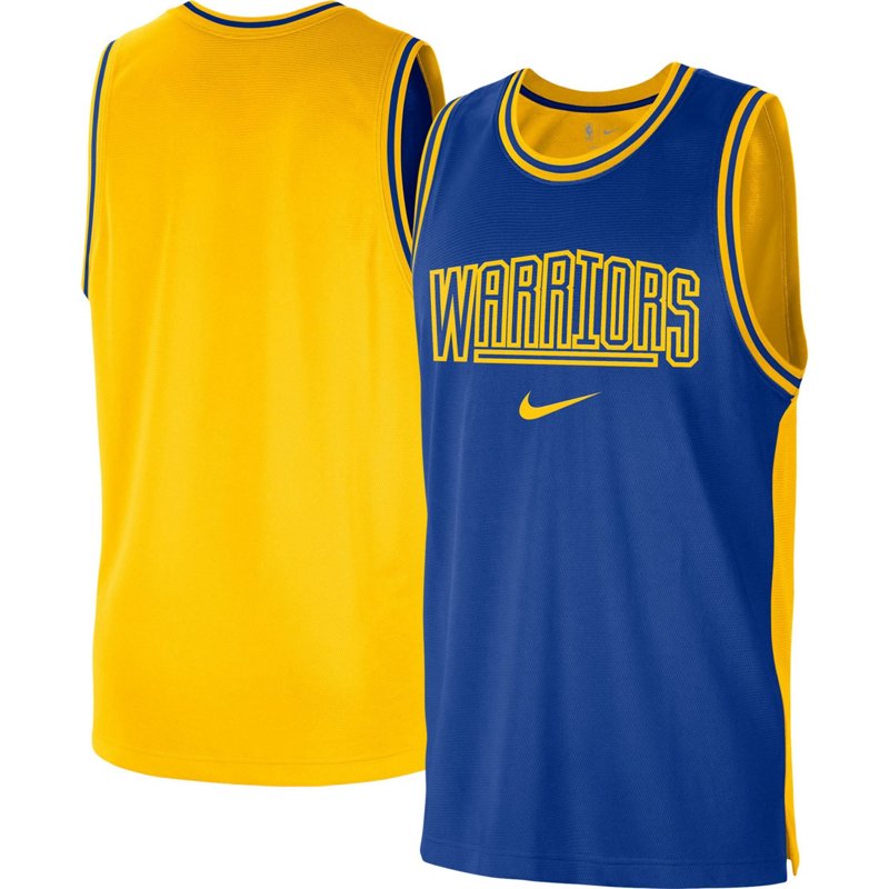 Nike /Gold Golden State Warriors Courtside Versus Force Split DNA Performance Mesh Tank Top Royal, Large - NBA Tees at Academy Sports