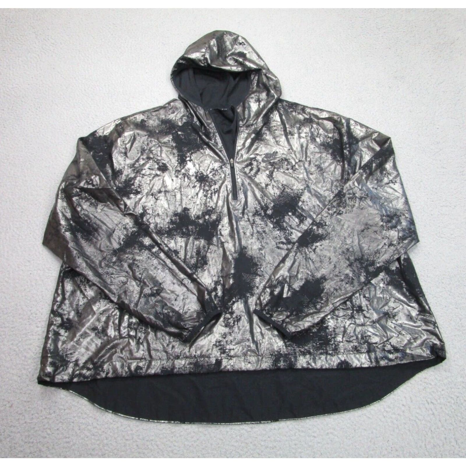 Nike Jacket Womens 3X Black Air Hoodie Windbreaker Coat Metallic Foil Dn5203-010 in White (Size 3xl)