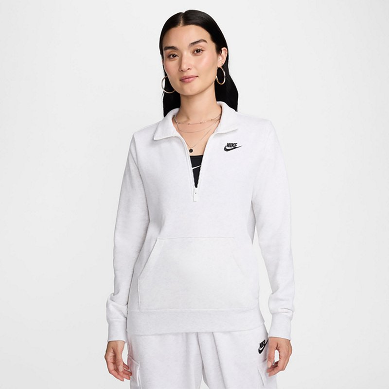 Nike Women's Club Fleece 1/4-Zip Pullover Sweatshirt Light Beige, Medium - Women's Athletic Fleece at Academy Sports