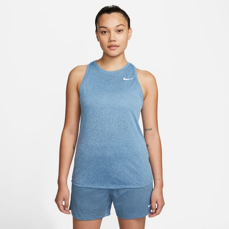 Nike Women's Dri-FIT Tank Top White/Dark Blue, Small - Women's Athletic Performance Tops at Academy Sports