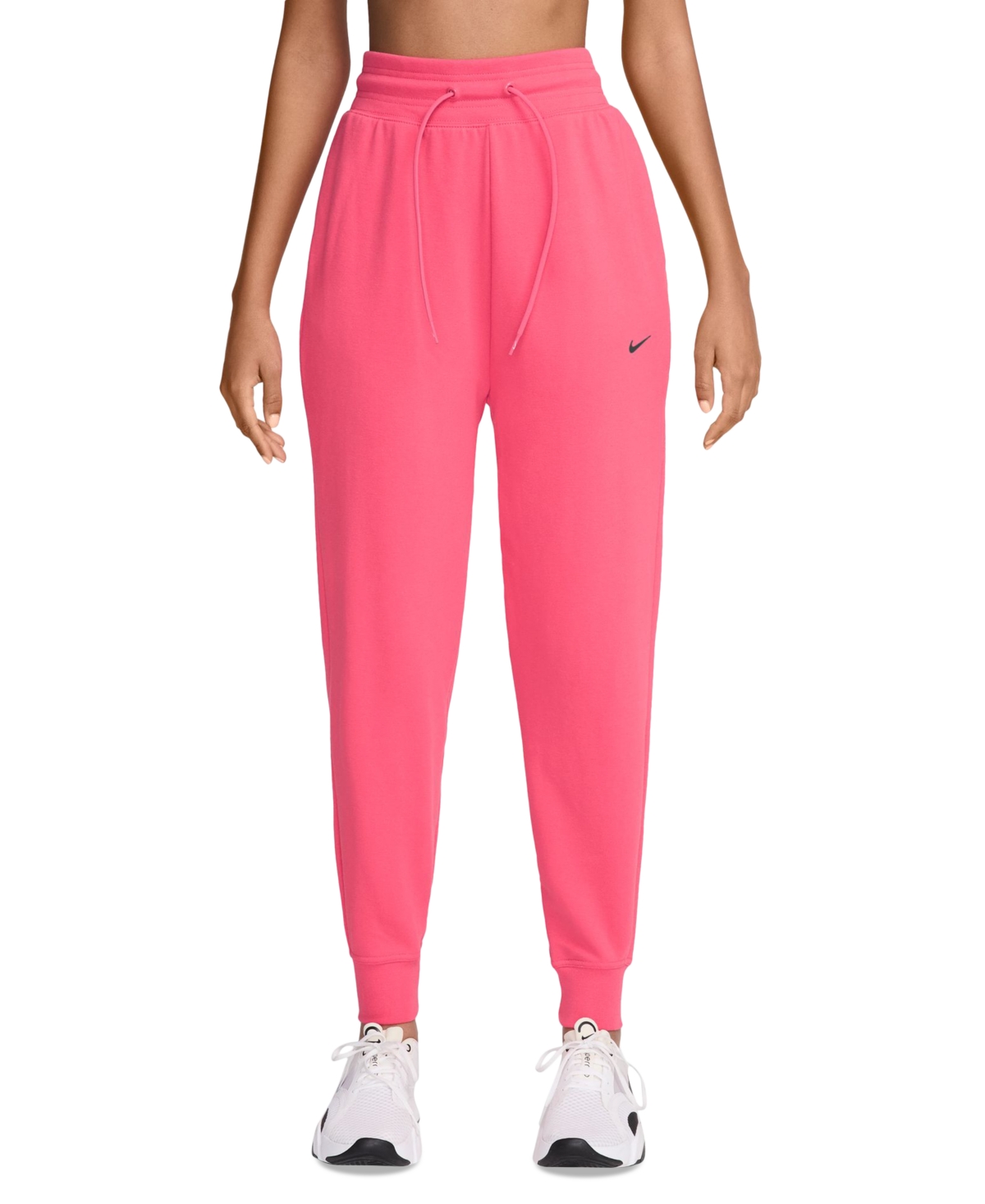 Nike Women's Dri-fit One French Terry High-Waisted 7/8 Joggers - Aster Pink/black