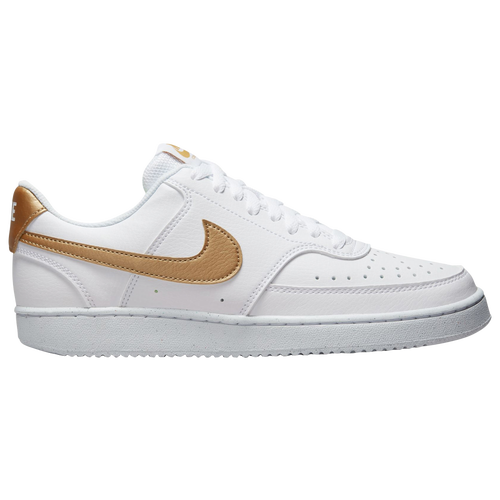 Nike Womens Nike Court Vision Low - Womens Running Shoes White/White/Metallic Gold Size 9.5