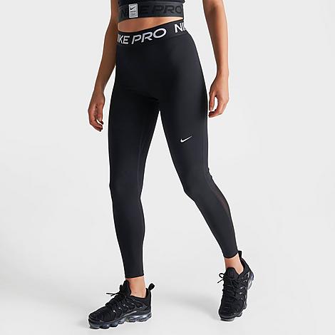 Nike Women's Pro 365 High-Waisted 7/8 Mesh Panel Leggings in Black/Black Size XS Polyester/Spandex/Fiber