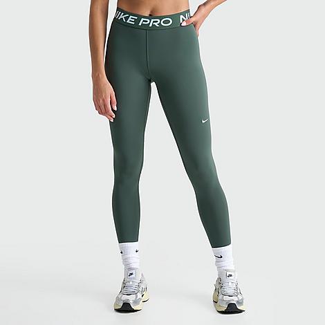 Nike Women's Pro 365 High-Waisted 7/8 Mesh Panel Leggings in Green/Vintage Green Size Large Polyester/Spandex/Fiber