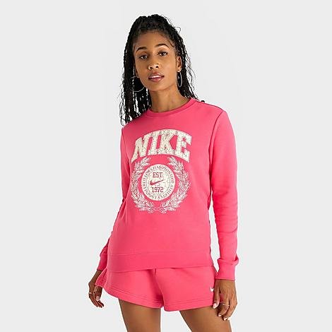 Nike Women's Sportswear Campus Club Fleece Crewneck Sweatshirt in Pink/Aster Pink Size XS Cotton/Polyester/Fleece