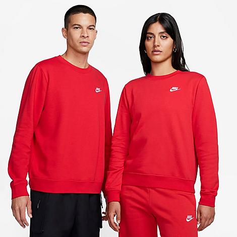 Nike Women's Sportswear Club Fleece Crewneck Sweatshirt in Red/University Red Size XS Cotton/Polyester/Fleece