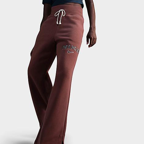 Nike Women's Sportswear Phoenix Fleece High-Waisted Wide-Leg Logo Pants in Brown/Red Sepia Size XS Cotton/Polyester/Fleece