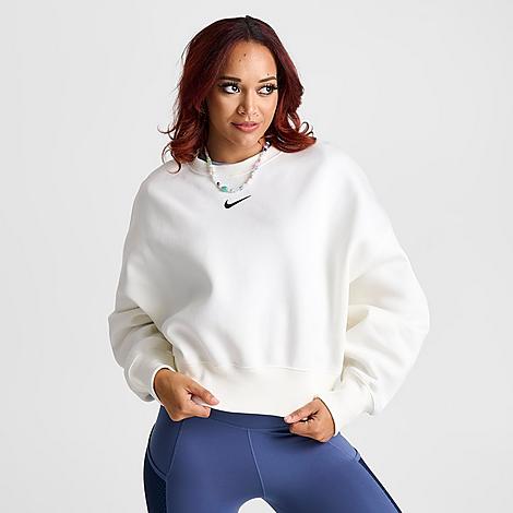 Nike Women's Sportswear Phoenix Fleece Oversized Crewneck Sweatshirt in White/Sail Size Large Cotton/Polyester/Fleece