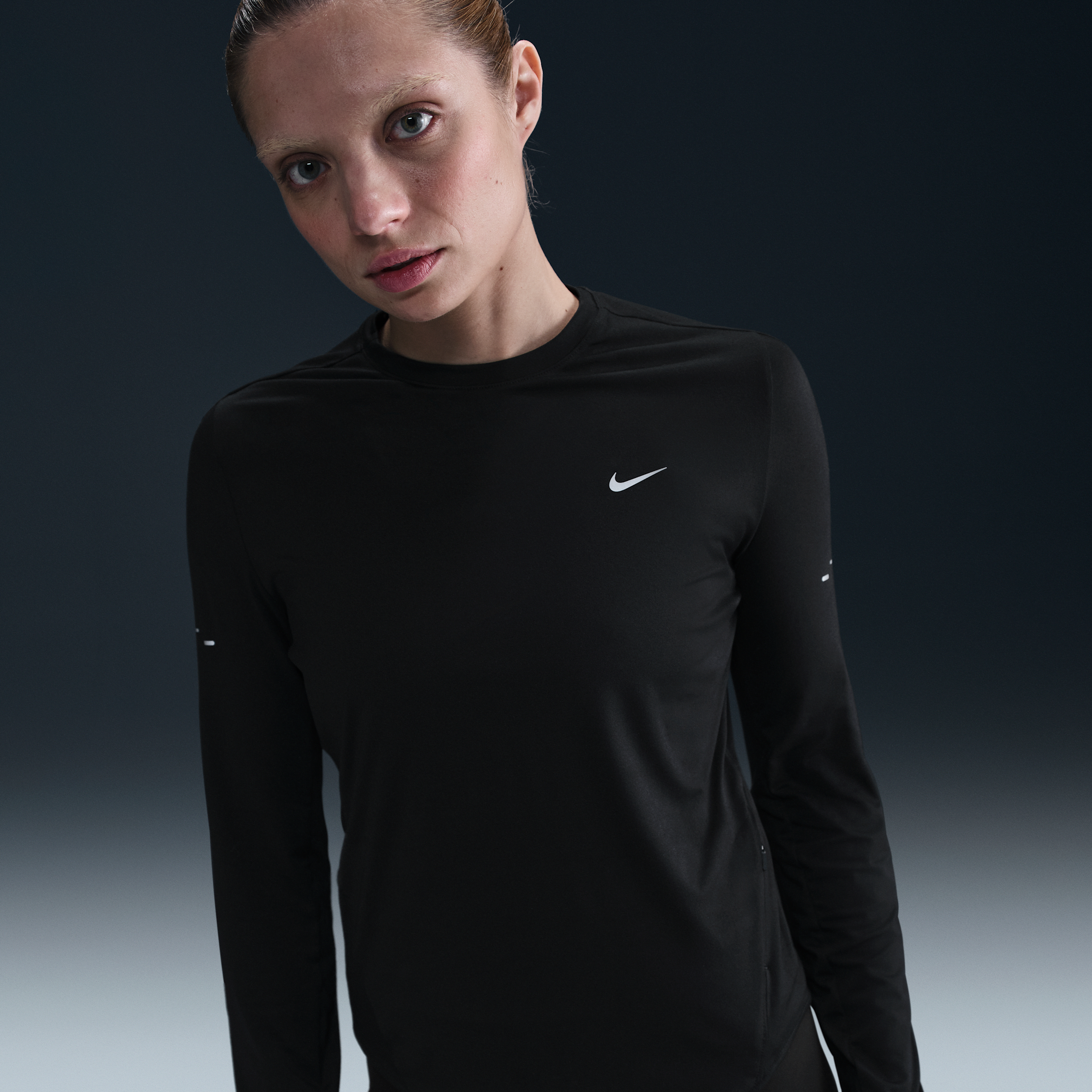 Nike Women's Swift Dri-FIT UV Long-Sleeve Crew-Neck Running Top in Black | HQ0503-010