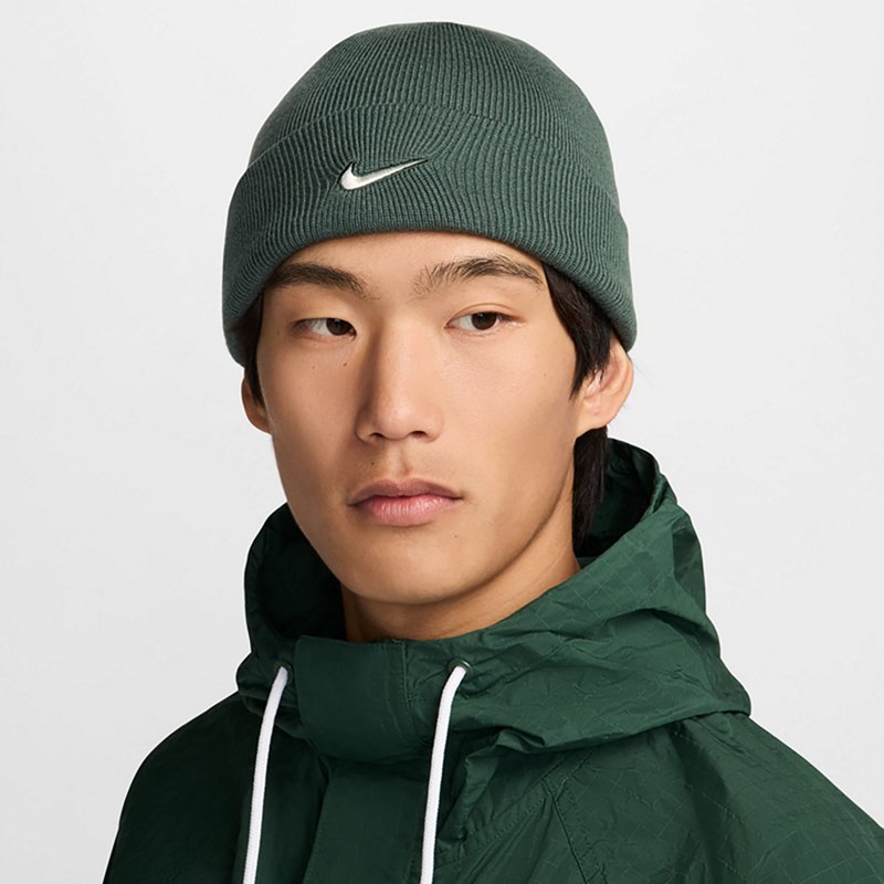 Nike Women's Terra Swoosh Beanie Hat Vintage Green/(Sail) - Women's Athletic Hats And Accessories at Academy Sports