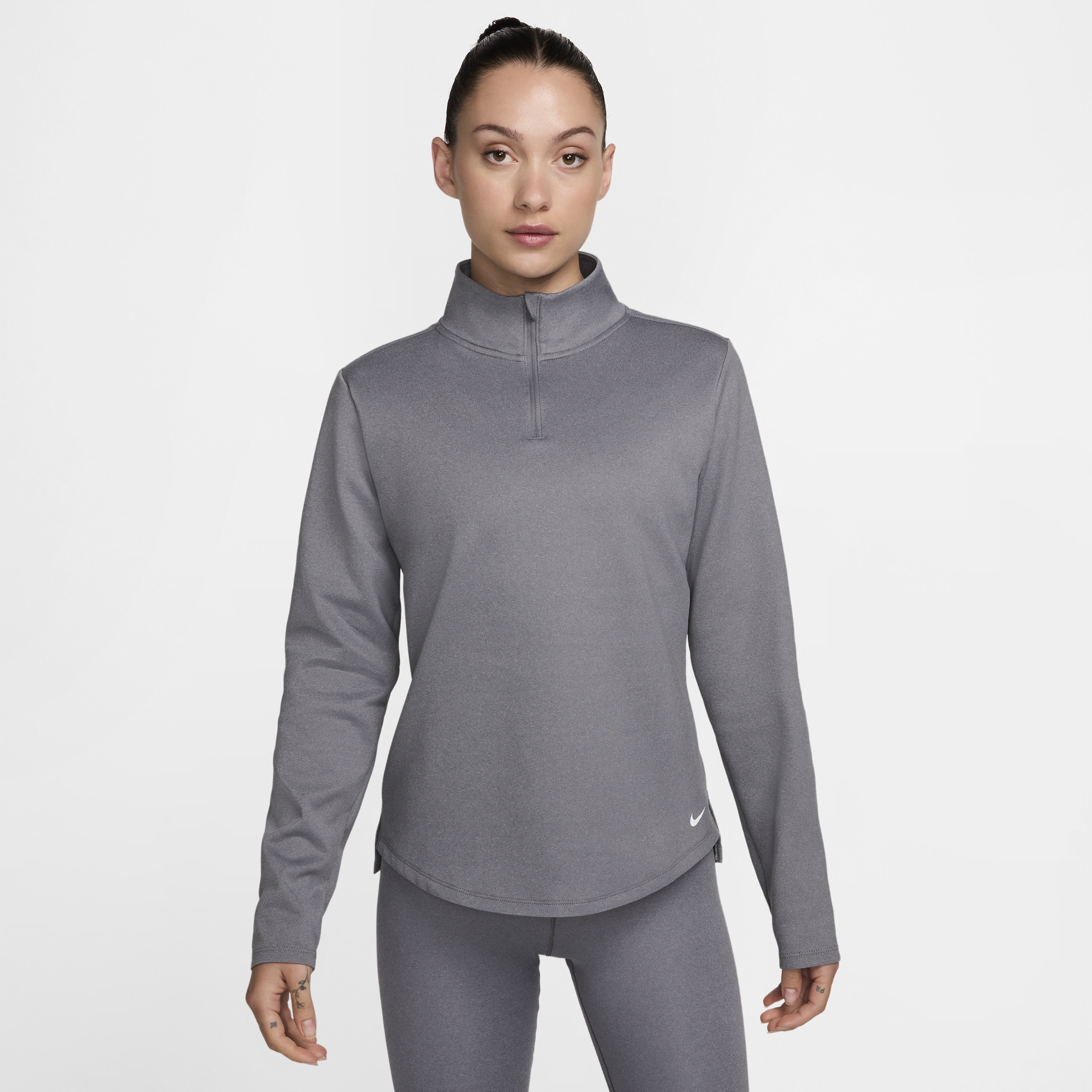 Nike Women's Therma-FIT One Long-Sleeve 1/2-Zip Top in Grey | DD4945-084