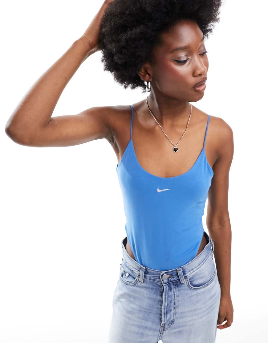 Nike knit cami bodysuit in star blue