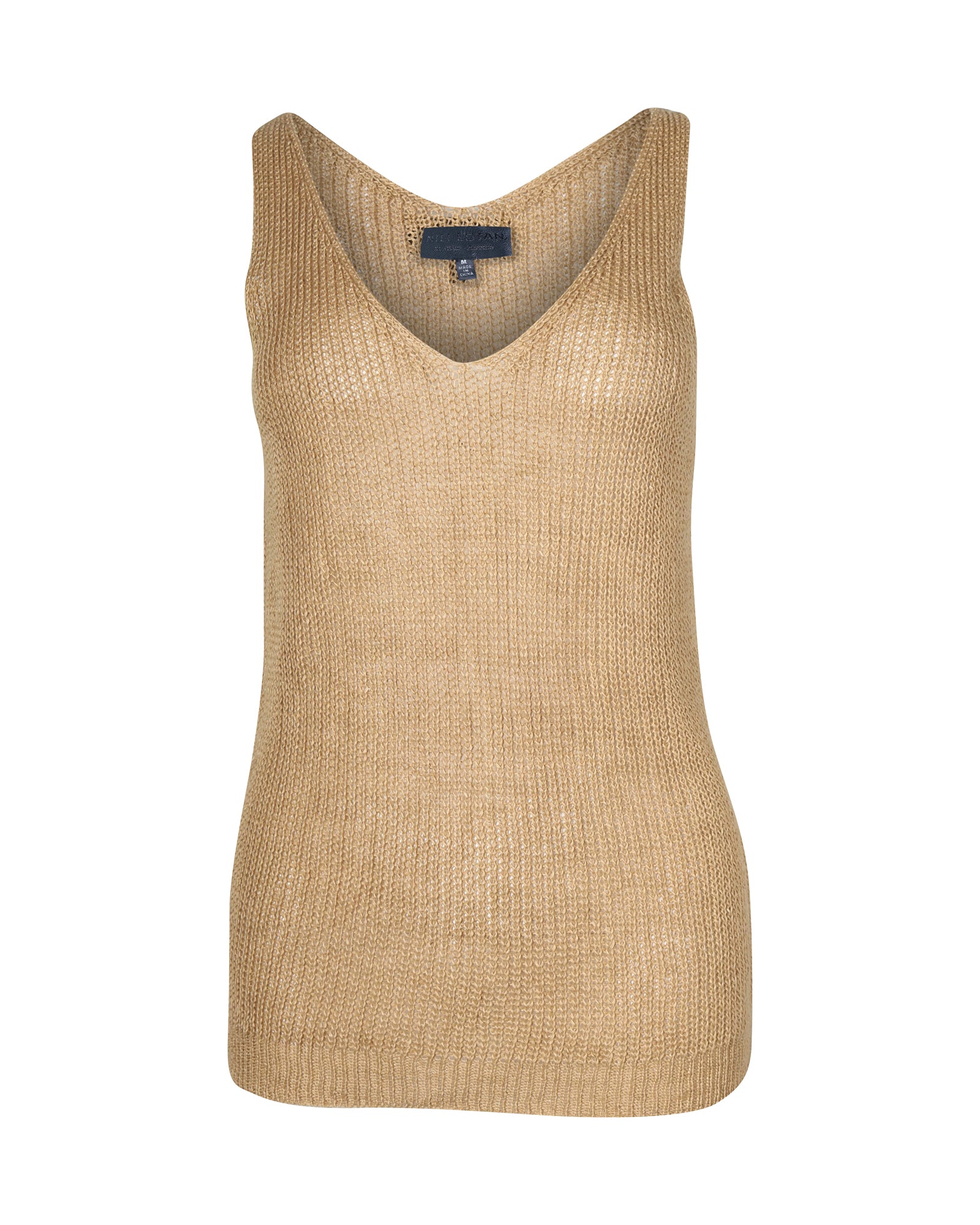 Nili Lotan Knitted Tank Top in Beige Linen