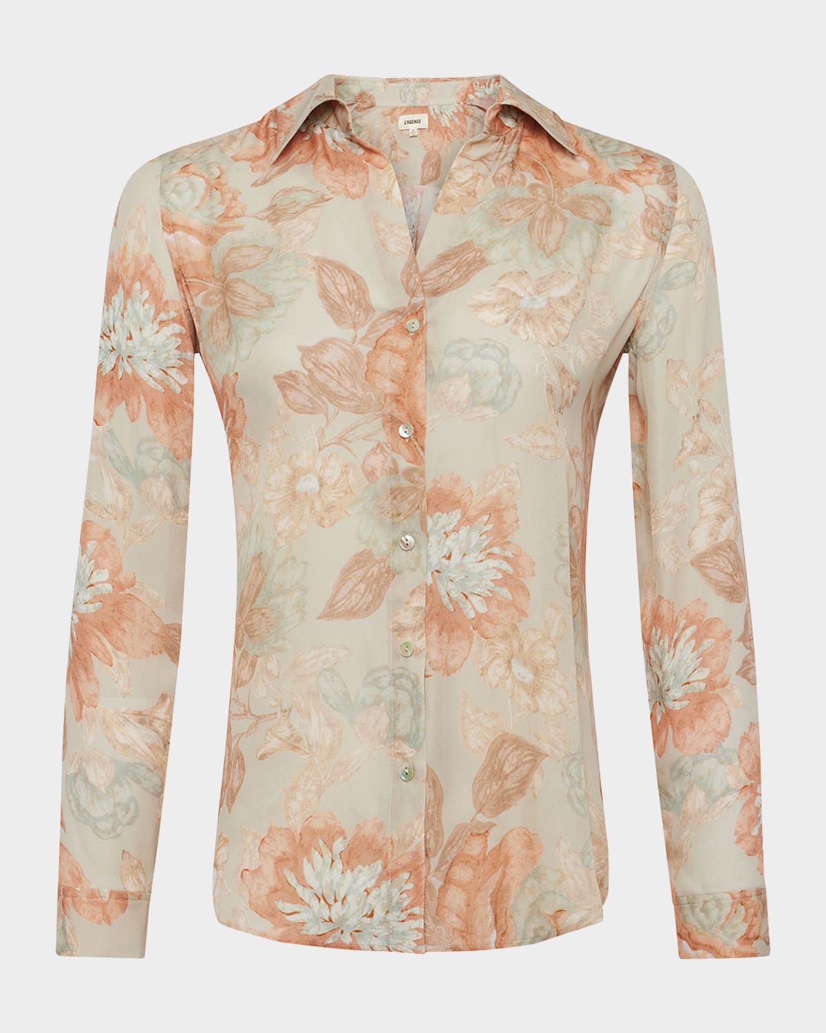 Nina Soft Pastel Vintage Floral Silk Blouse