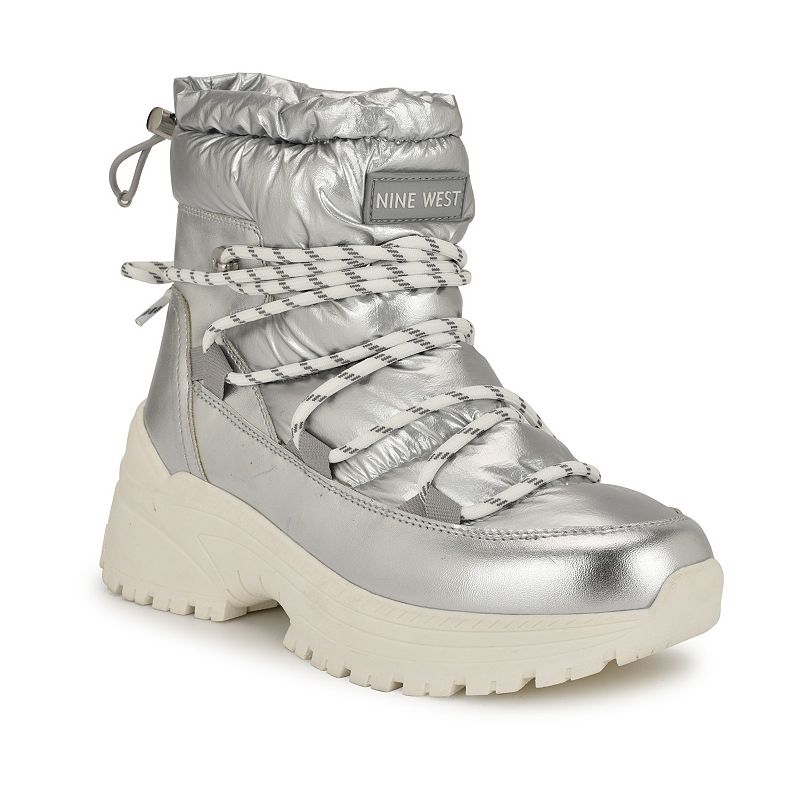 Nine West Dyme Women's Lace-Up Casual Ankle Boots, Size: 6, Silver