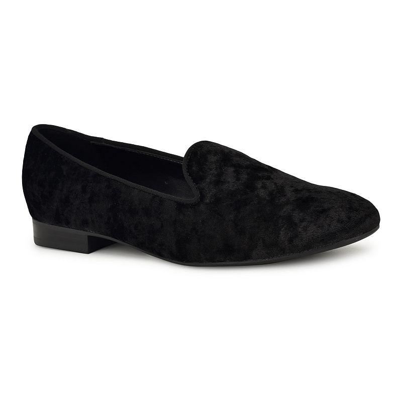 Nine West Renold Women's Round Toe Flat Slip-On Loafers, Size: 10, Black Velvet