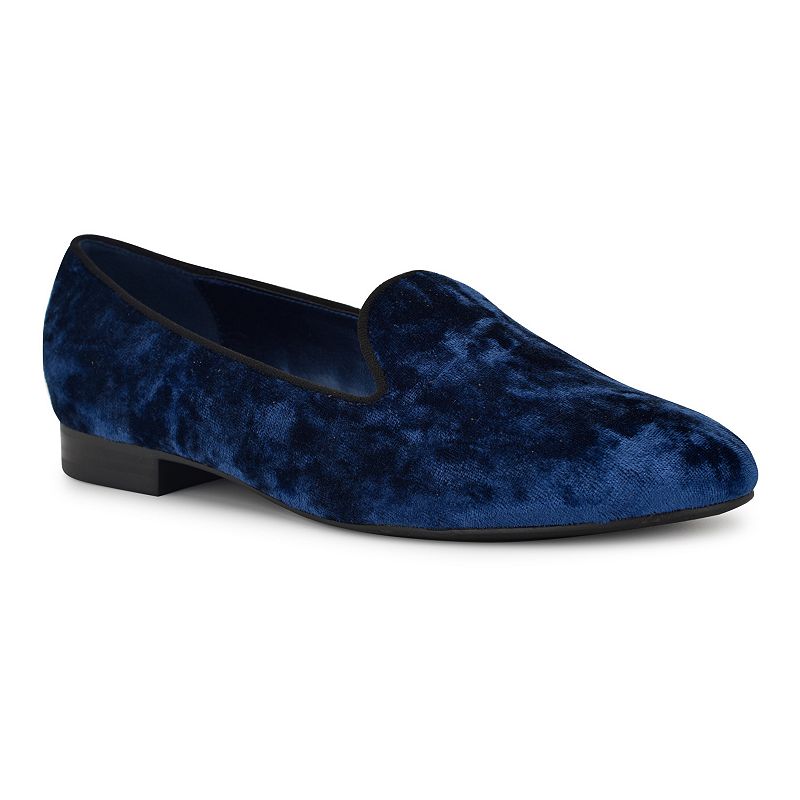 Nine West Renold Women's Round Toe Flat Slip-On Loafers, Size: 7, Blue Velvet