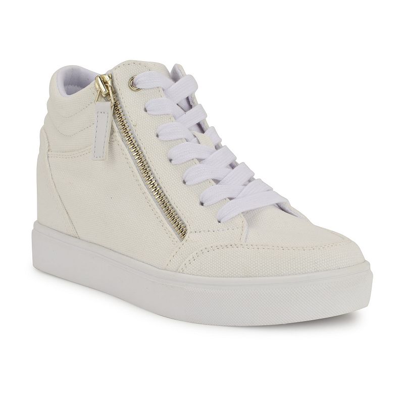 Nine West Tons Women's High Top Wedge Sneakers, Size: 9, White