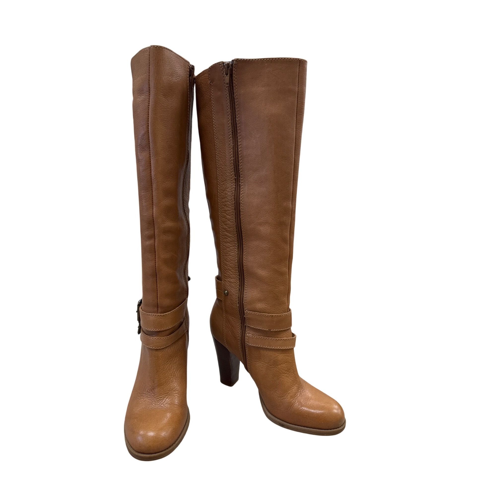 Nine West Womens Brown Leather Knee-High Boots Size 7.5M Sku