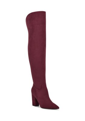 Nine West Women's Goforit Over The Knee Heeled Boots, Red, 8.5M