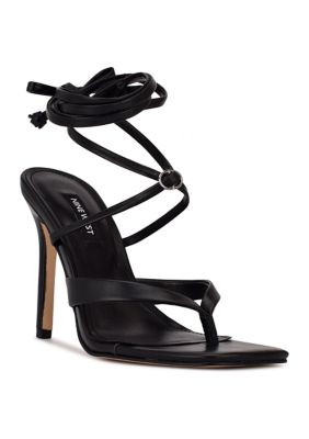 Nine West Women's Terrie Ankle Wrap Heeled Sandals, Black, 8.5M