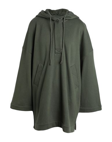 Ninety Percent Amaryllis Org Ctn American Fleece Oversize Anorak Woman Sweatshirt Military green Size M Organic cotton