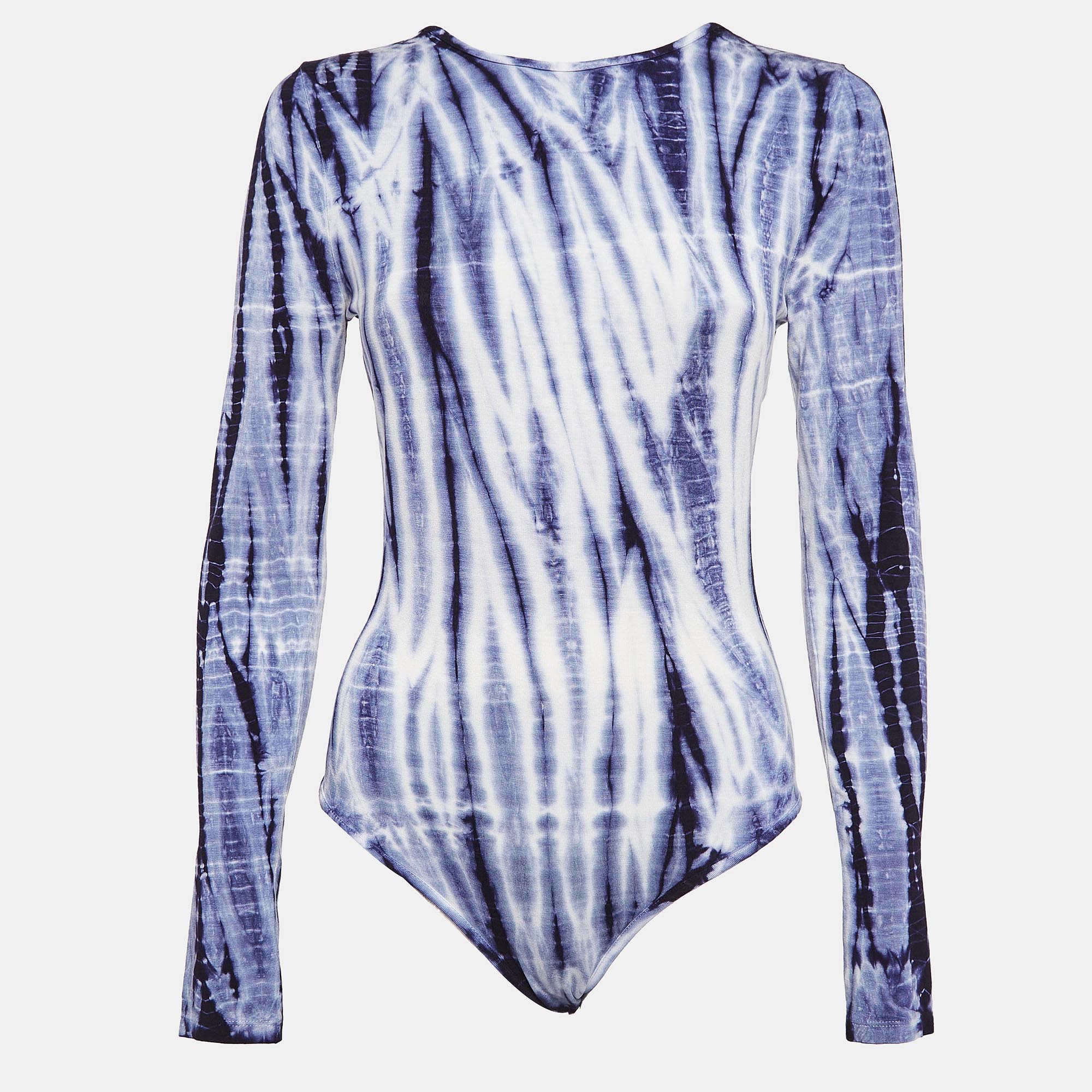 Ninety Percent Blue Tie-Dye Print Tencel Bodysuit M