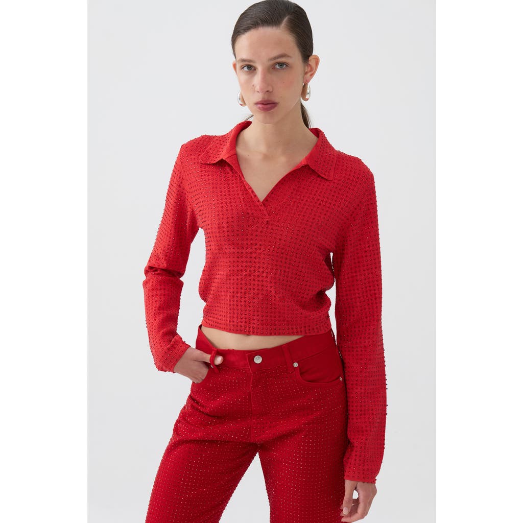 Nocturne Knit Polo Top in Red at Nordstrom, Size X-Small