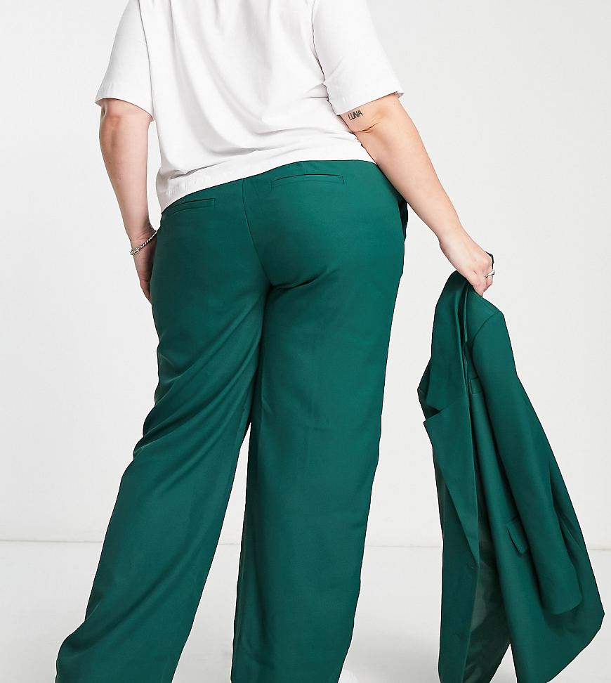 Noisy May Curve tailored wide leg pants in green - part of a set