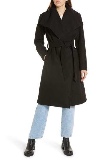 Noize Lena Belted Wrap Coat in Black at Nordstrom Rack, Size Small