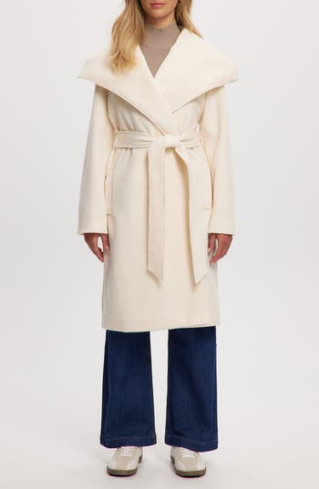 Noize Lena Belted Wrap Coat in Off White at Nordstrom Rack, Size Small