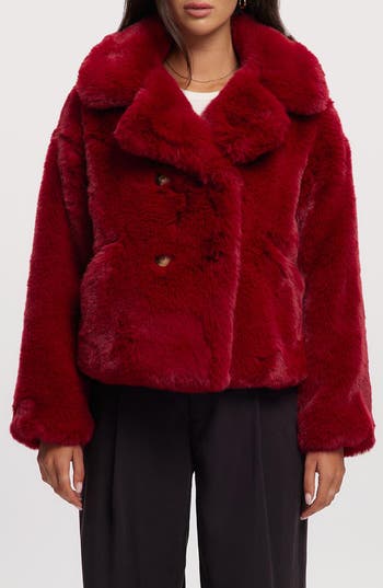 Noize Push Faux Fur Coat in Tibetan Red at Nordstrom Rack, Size Medium