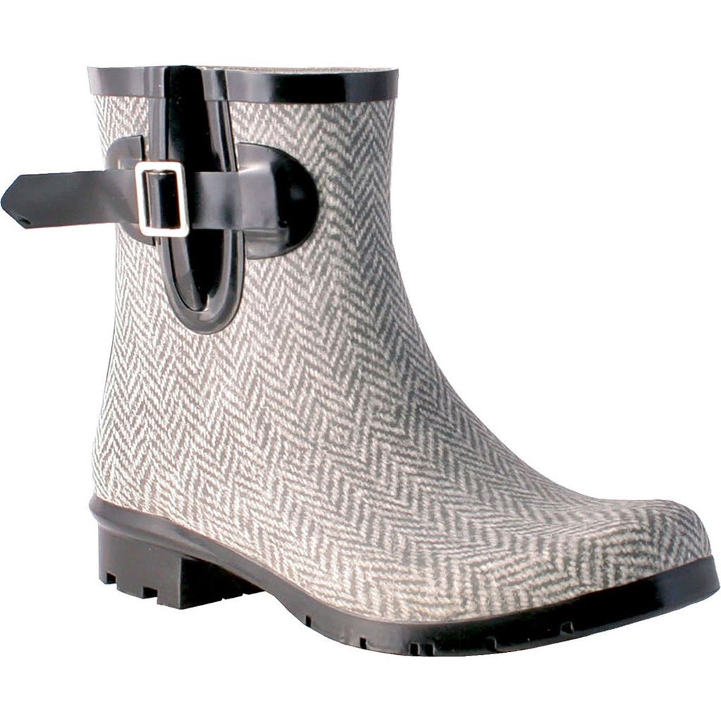 Nomad Droplet Patterned Waterproof Rain Boot in Grey Herringbone at Nordstrom Rack, Size 6