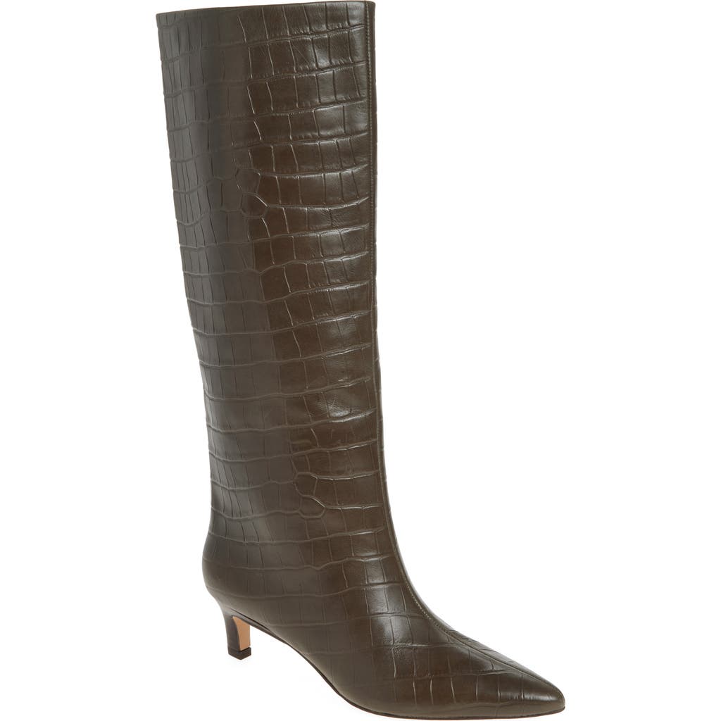 Nordstrom Dauphine Kitten Heel Knee High Boot in Green Moss Croco at Nordstrom Rack, Size 6