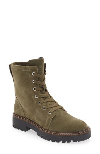 Nordstrom Moonie Water Resistant Leather Combat Boot in Green Moss at Nordstrom Rack, Size 5