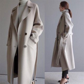 Notch Lapel Double-Breasted Maxi Coat