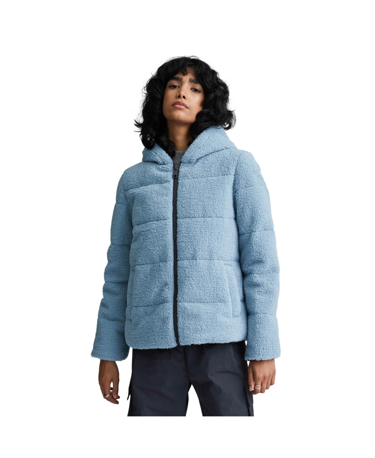 Nvlt Women's Berber Hooded Puffer Jacket - Ice blue