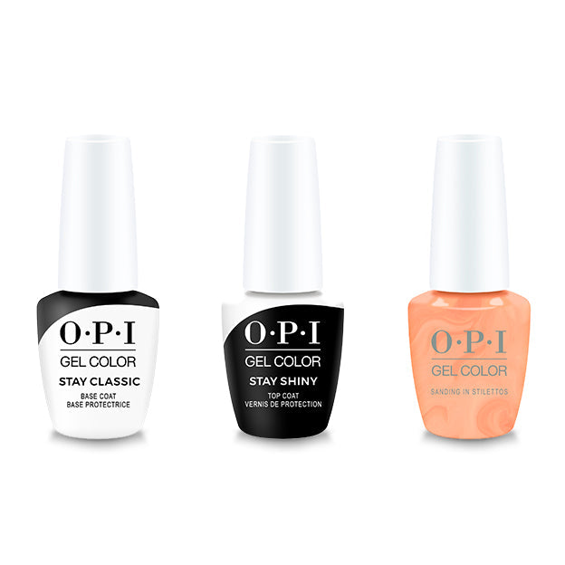 OPI Gel Color Combo - Stay Classic Base, Shiny Top & Sanding In Stilettos