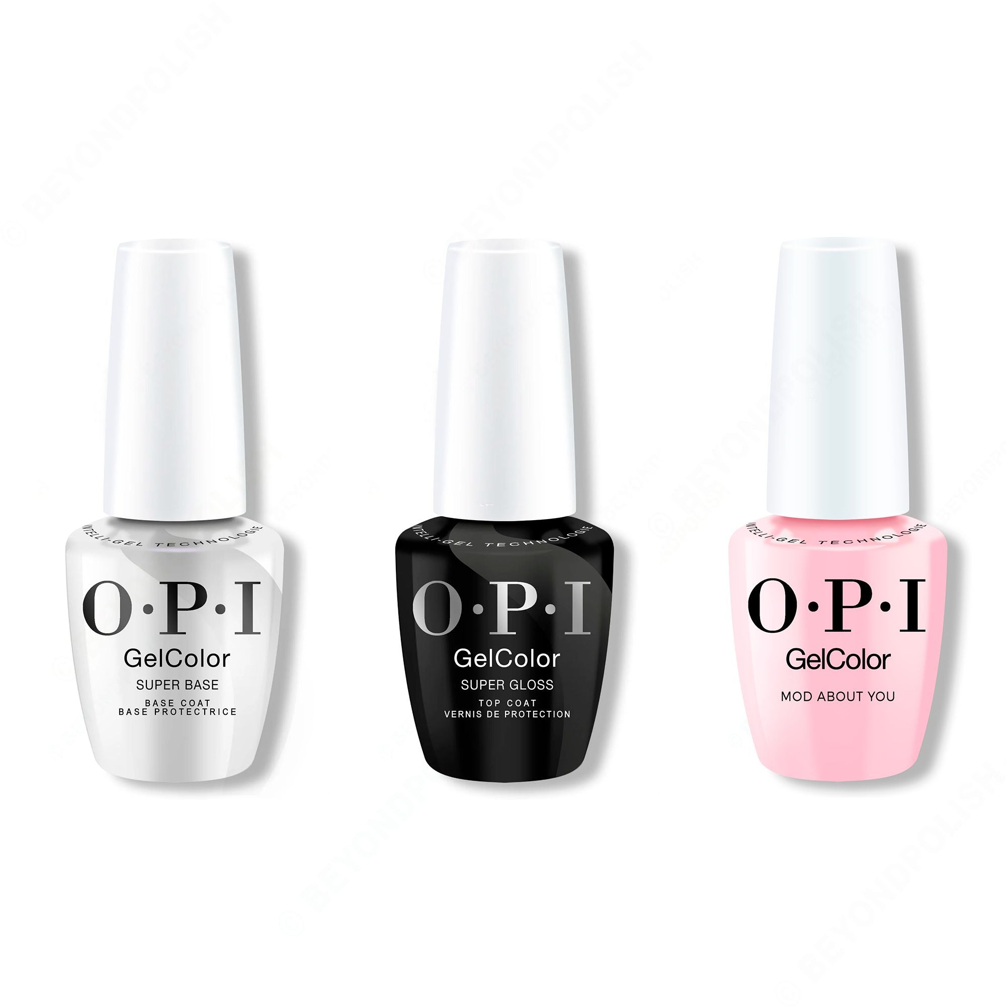 OPI Gel Color Intelli-Gel Combo - Super Base Coat, Super Gloss Top Coat & Mod About You