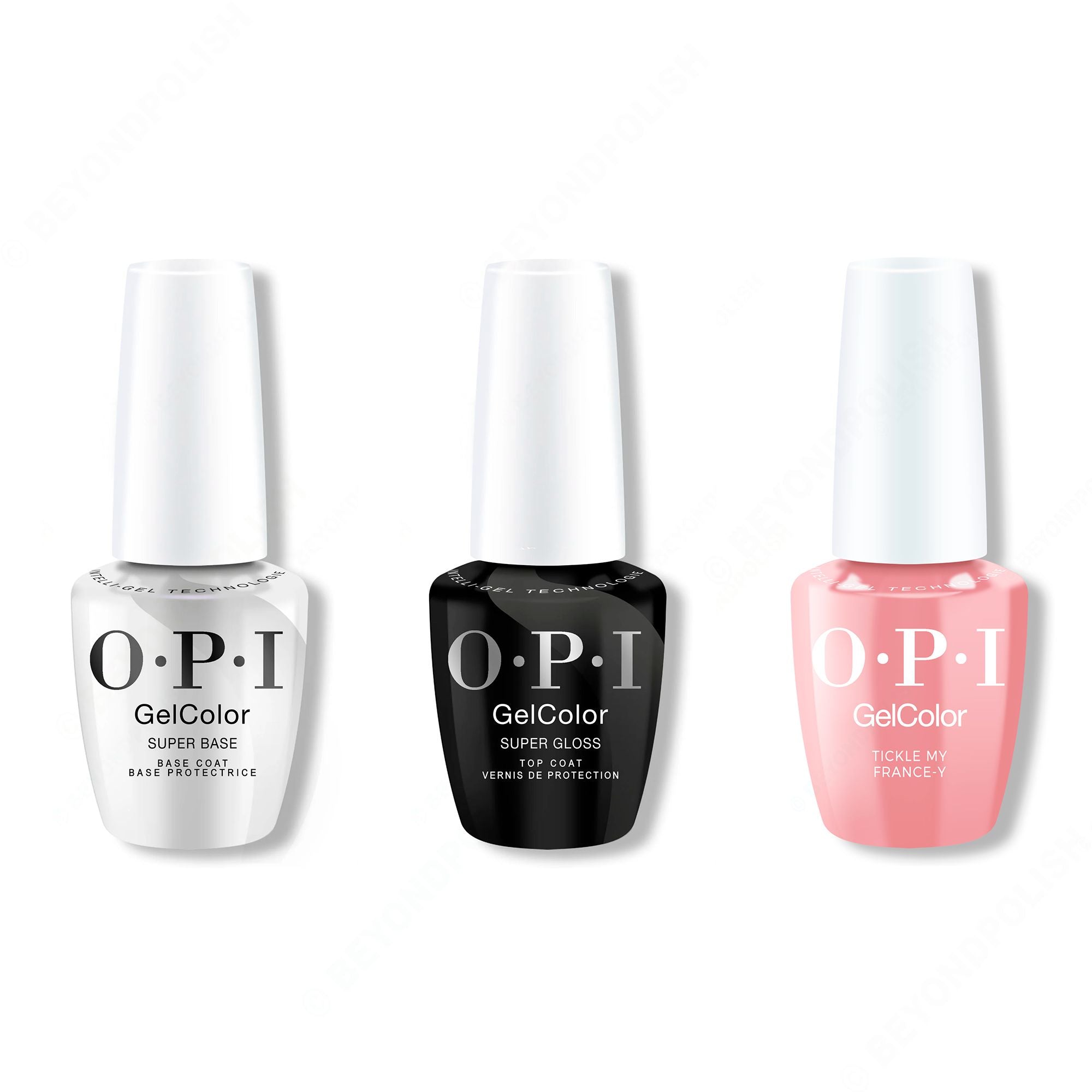 OPI Gel Color Intelli-Gel Combo - Super Base Coat, Super Gloss Top Coat & Tickle My France-Y