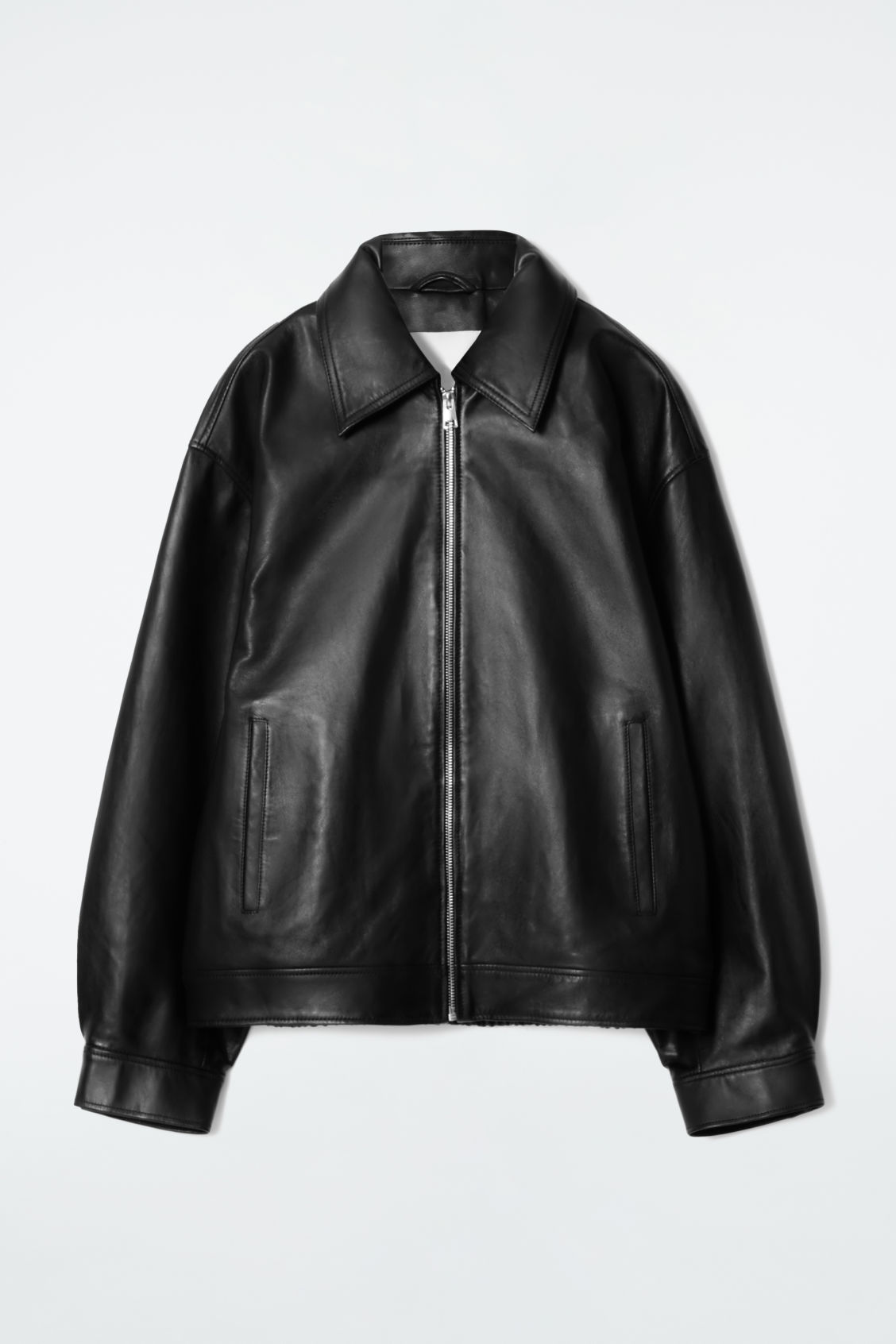 OVERSIZED COLLARED LEATHER JACKET