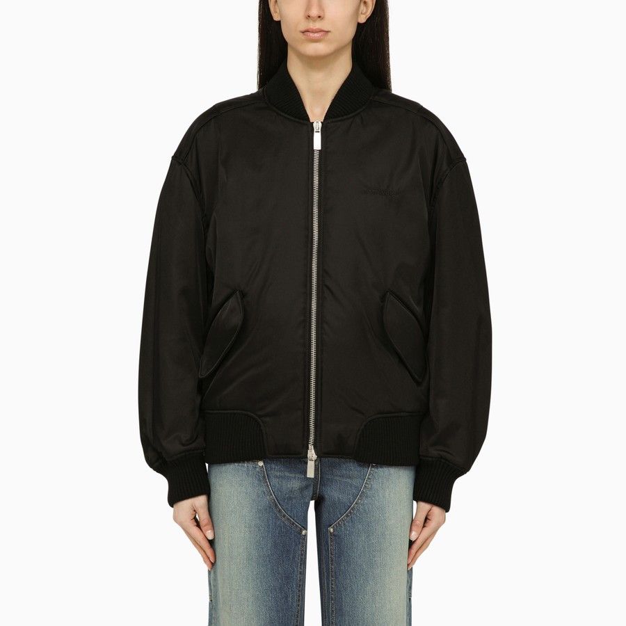 Off White O1D2Blof0924 Padded Nylon Bomber Jacket In Black, Women's (Size XS)