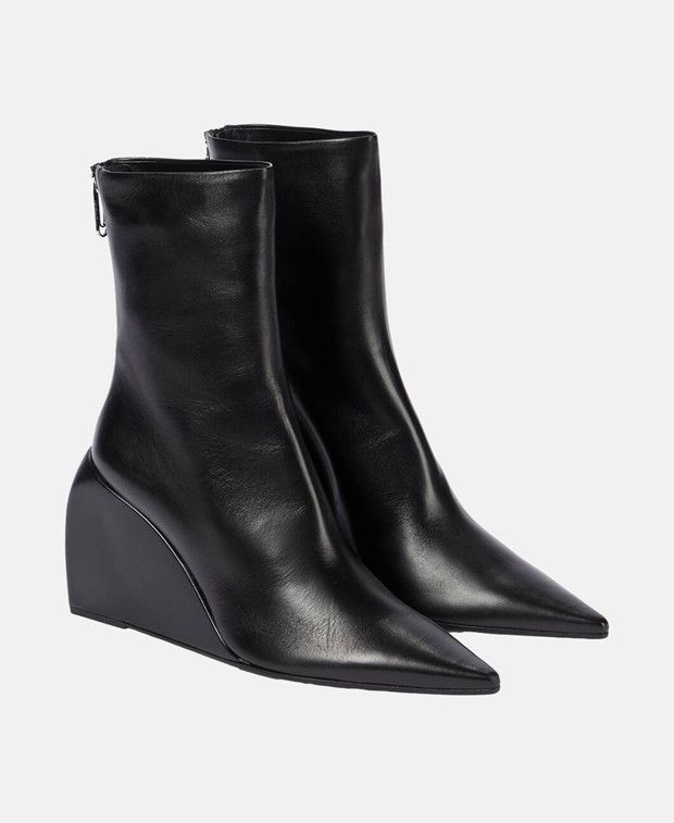 Off White Wedge Boots in Black, Women's (Size 10)