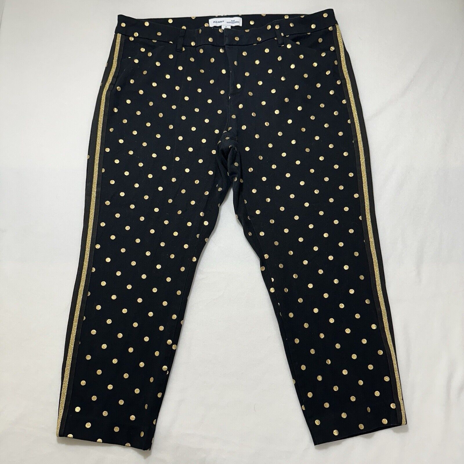 Old Navy Pixie 18 Plus Skinny Leg Pants Gold Polka Dot in Black, Women's (Size 40)