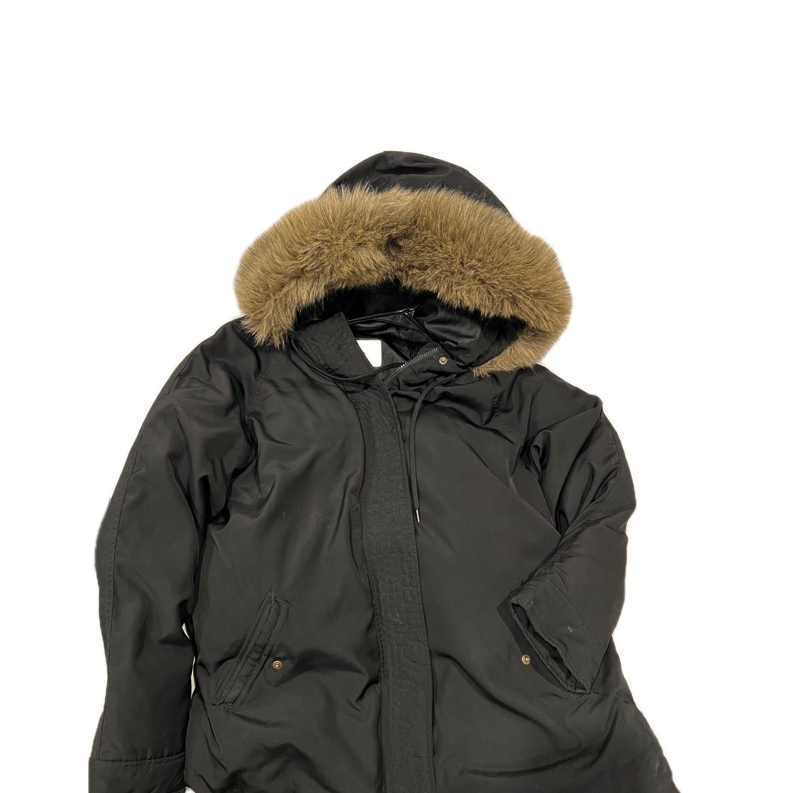 Old Navy Thigh Length Hooded Faux Fur Parka Jacket Womans L in Black, Women's (Size Large)