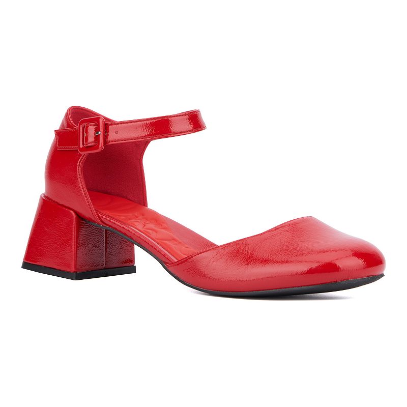 Olivia Miller Ascendant Women's Block Heeled Ankle Strap Sandals, Size: 8, Red