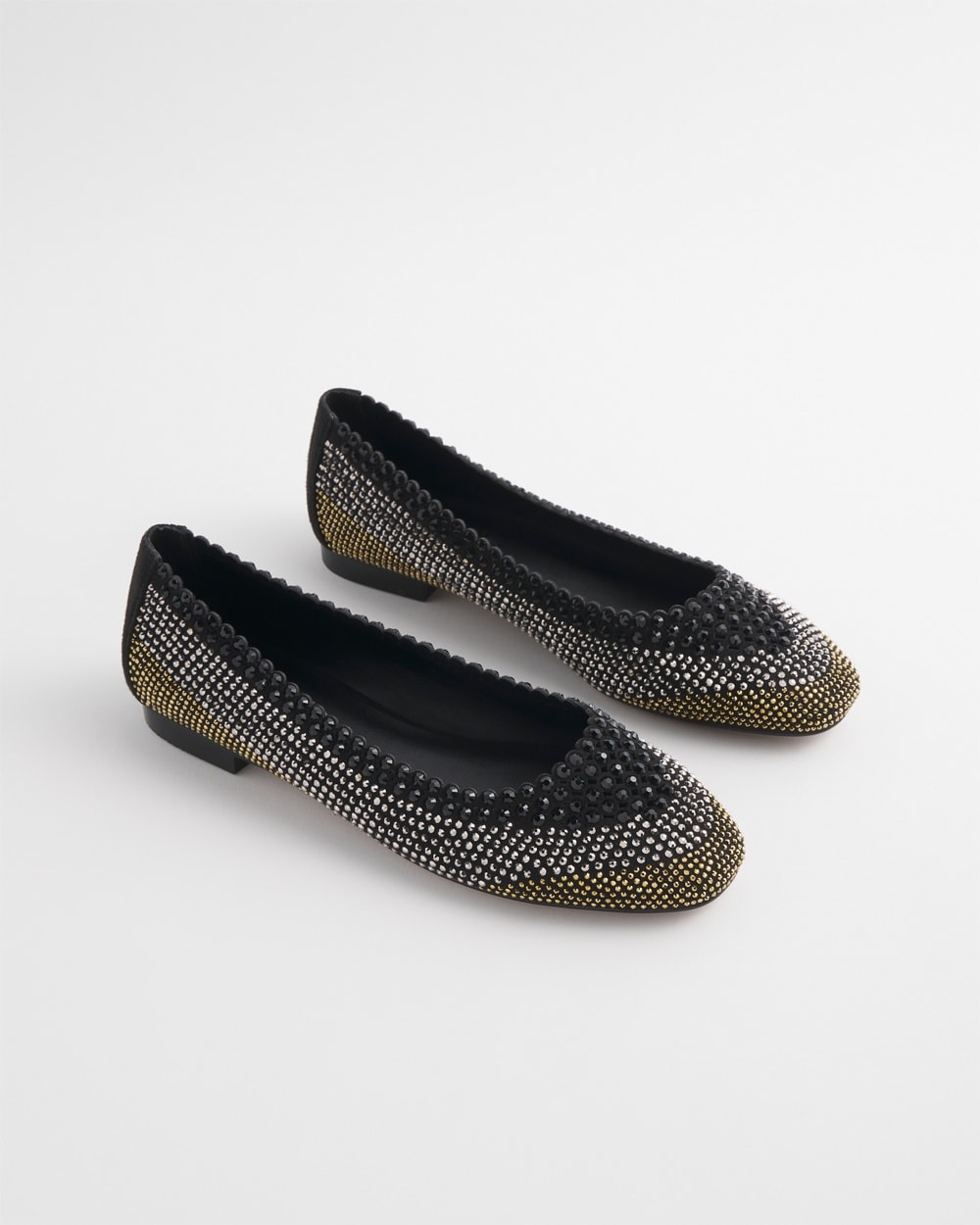 Ombré Stone Embellished Ballet Flats in Black size 6 | Chico's