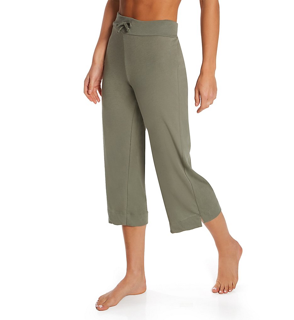 Only Hearts Women's Organic Cotton Cropped Drawstring Pants in Green | Size Large | HerRoom.com